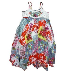 Mimi & Maggie Girls Floral Patchwork Dress Size M 10-12 Multicolor Bohemian